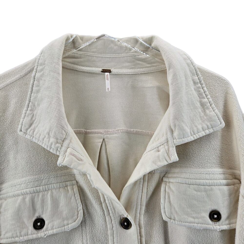 Free People‎ Ruby Jacket Womens Medium Ivory Flannel Oversized Grunge Bohemian - Picture 3 of 14